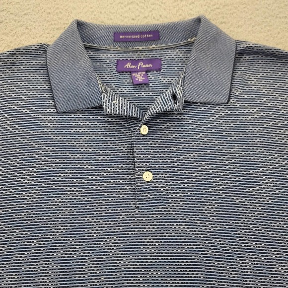Alan Flusser Shirt Mens XL Blue Short Sleeve Casual Classic Preppy Polo - Picture 2 of 11